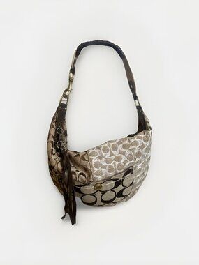 Vintage Coach (2006) Brown Patchwork Signature Hobo Shoulder Bag Y2K Retro Boho